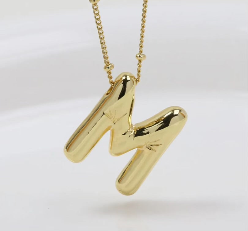 Initial Balloon Necklace - Gold