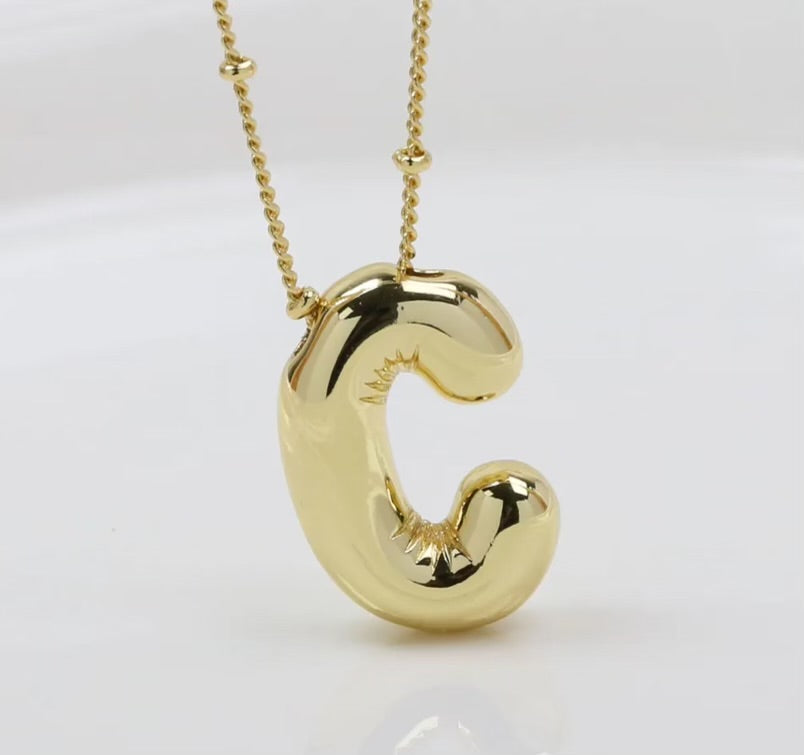 Initial Balloon Necklace - Gold