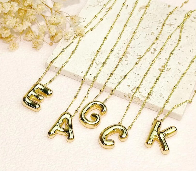 Initial Balloon Necklace - Gold