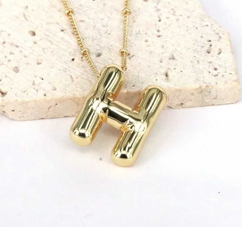 Initial Balloon Necklace - Gold