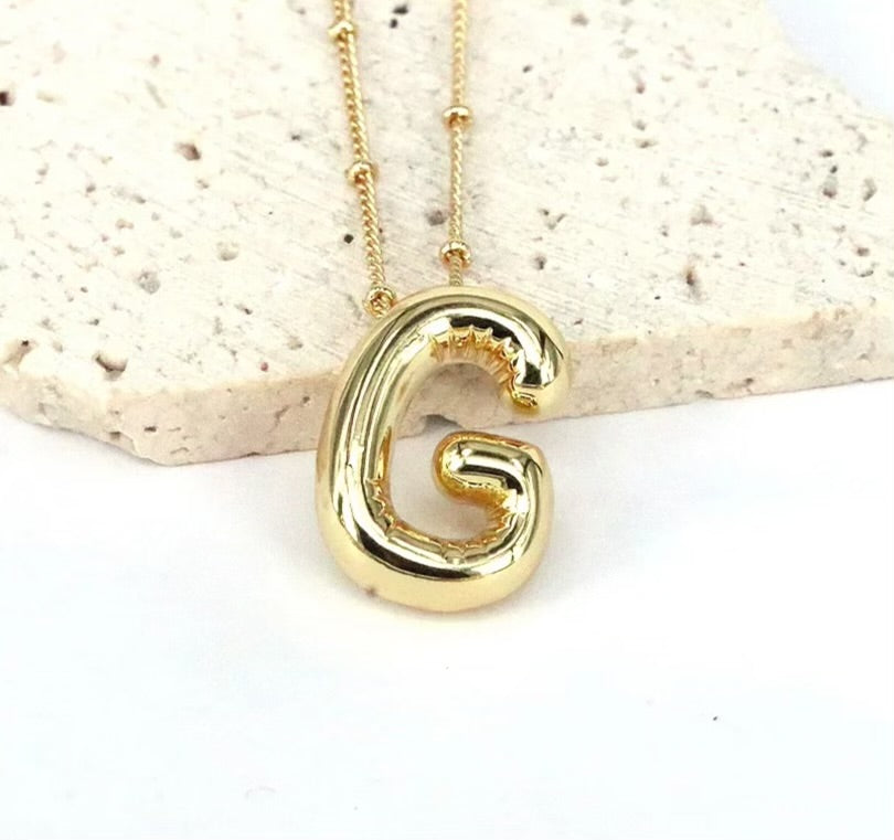 Initial Balloon Necklace - Gold