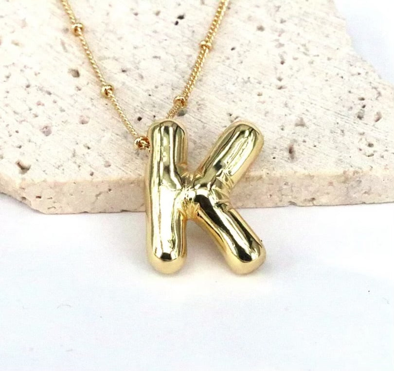 Initial Balloon Necklace - Gold
