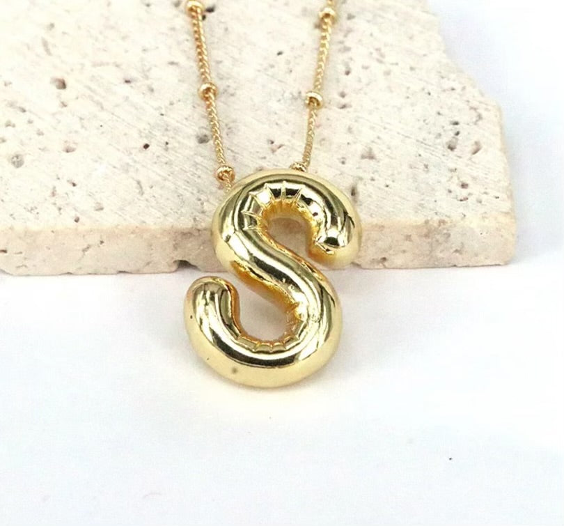Initial Balloon Necklace - Gold