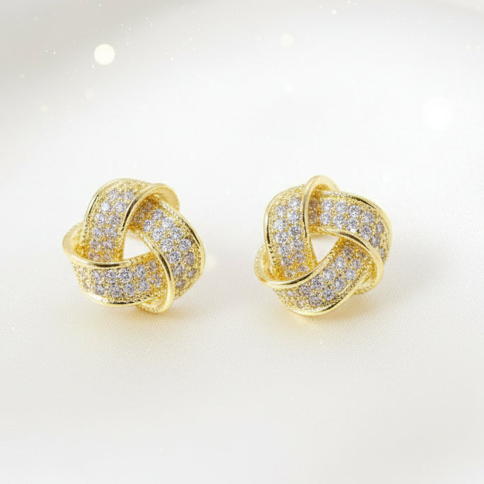 Twist of Gold Zircon Earrings