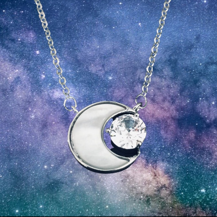 Crystal Crescent Moon Necklace