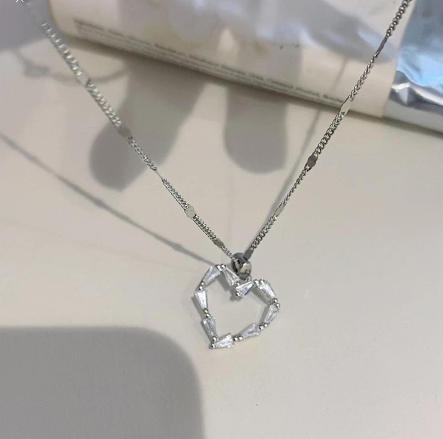 Silver Crystal Heart Necklace