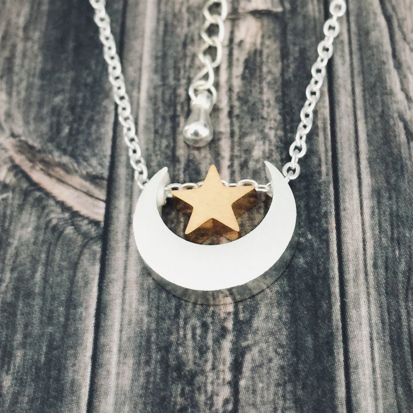 Silver Moon Gold Star Necklace