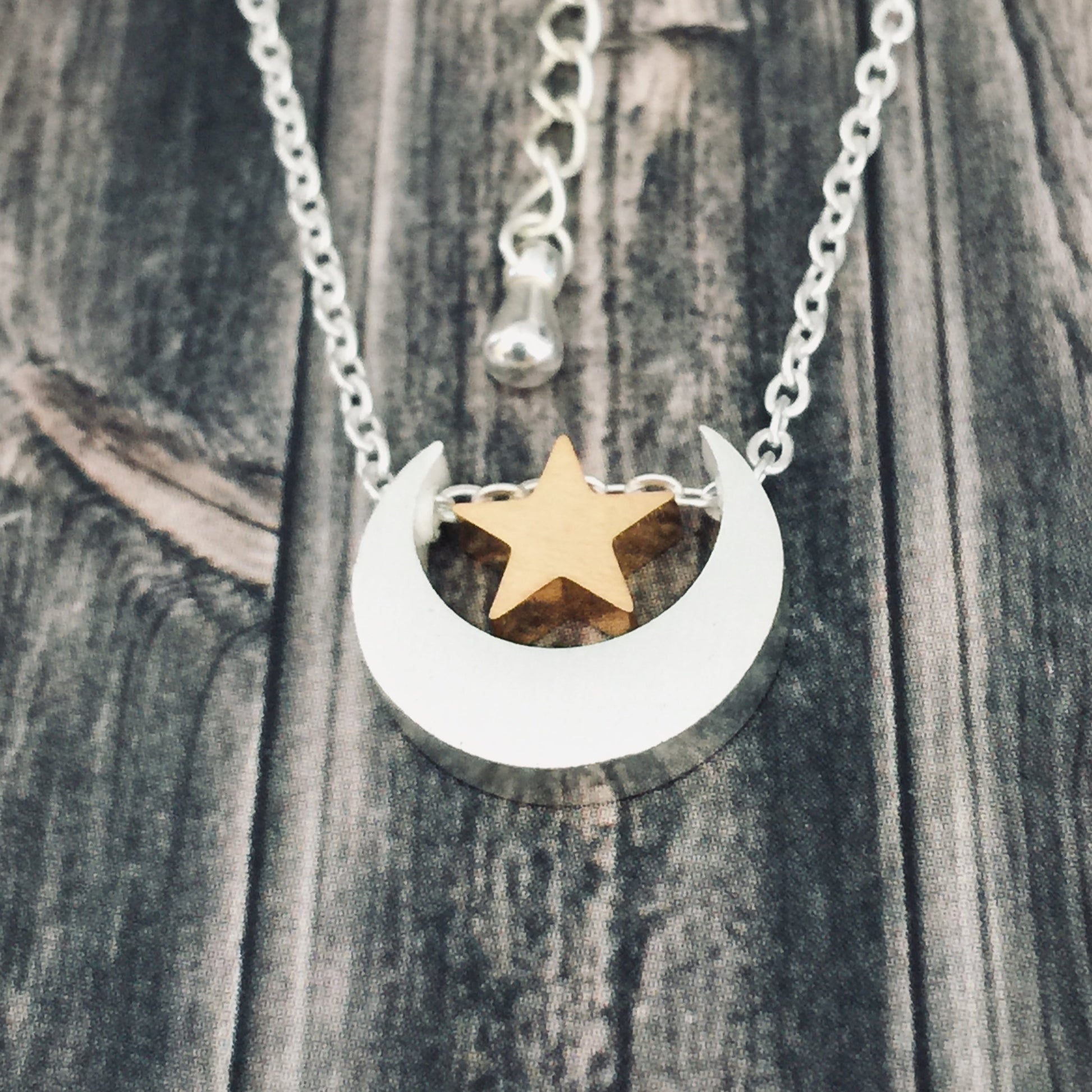 Silver Moon Gold Star Necklace