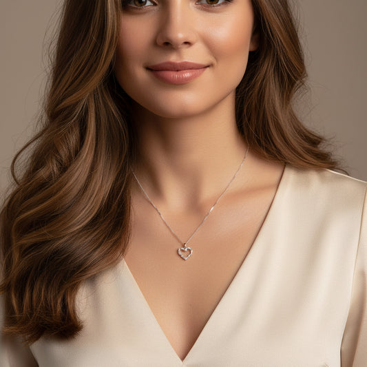 Silver Crystal Heart Necklace