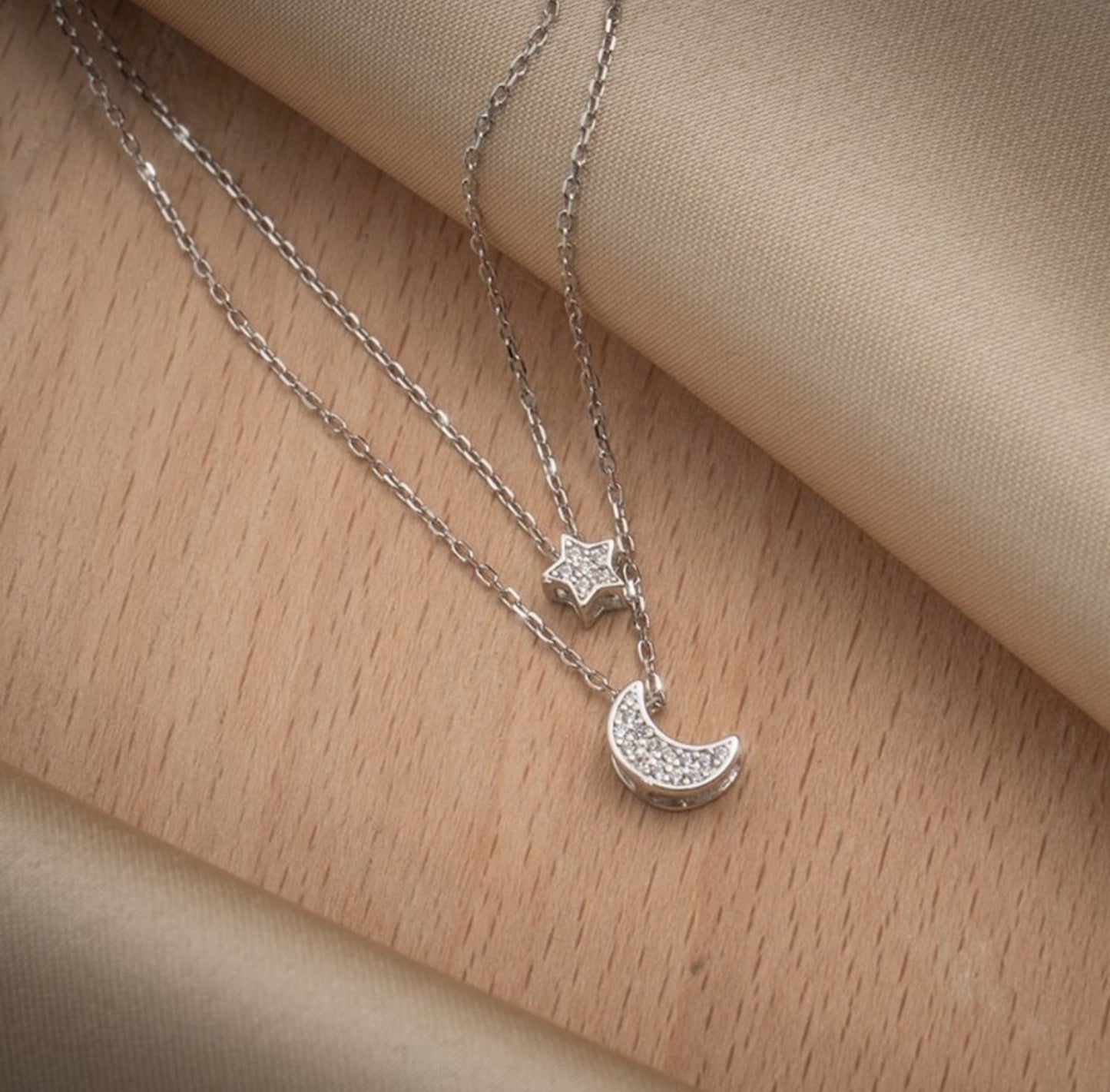 Layered Moon Star Necklace