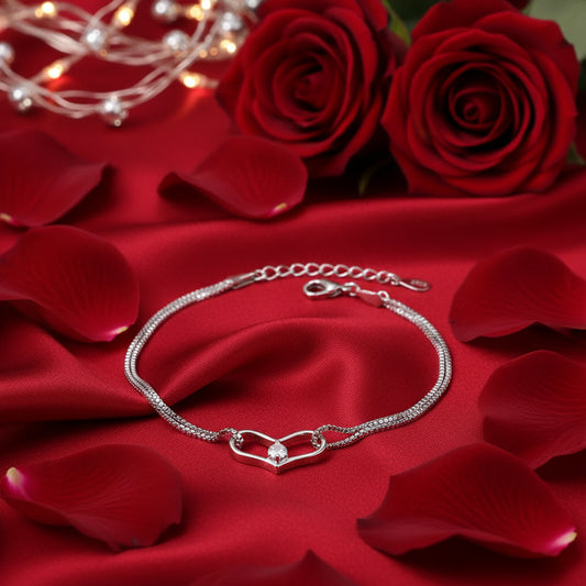 Zirconia heart bracelet flat