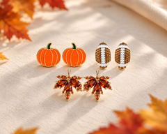Pumpkin Pearl Earrings on white