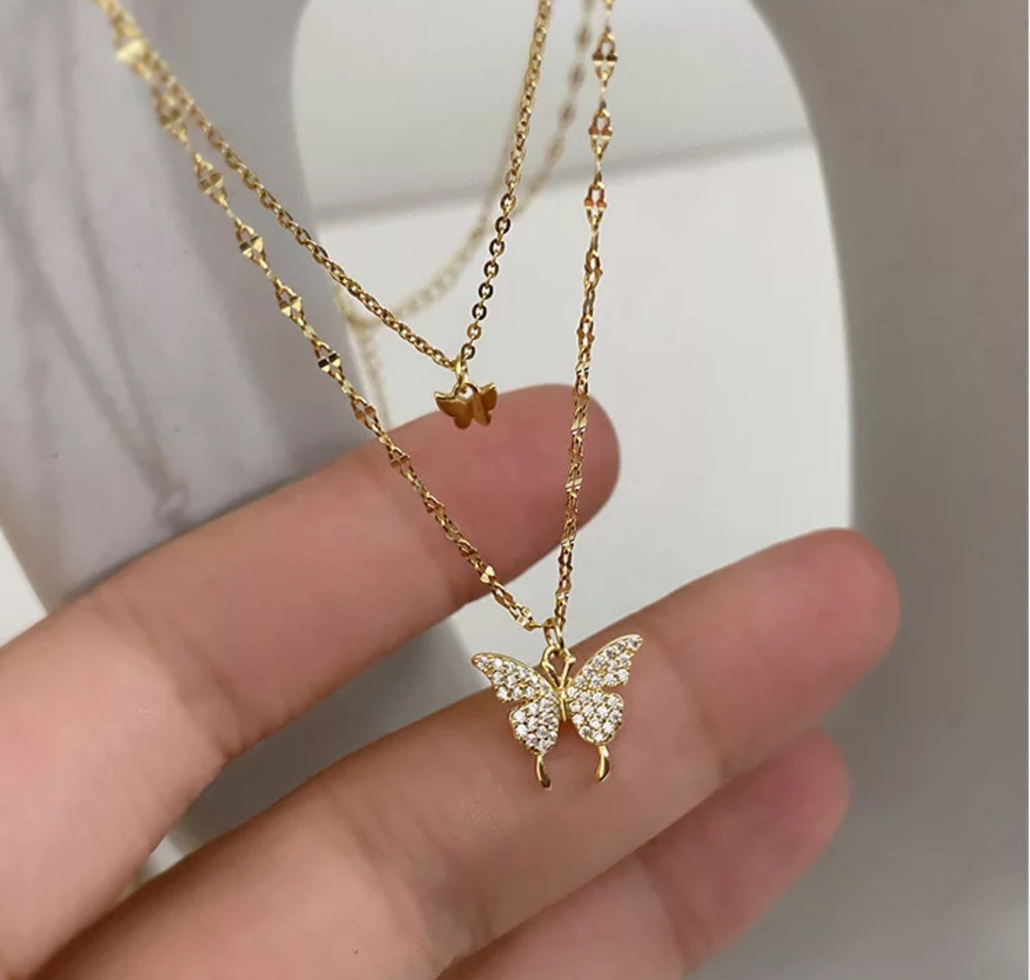 Layered Gold Butterfly Necklace