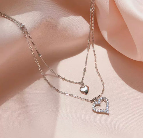 Layered Heart Choker Necklace