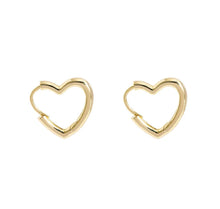 Load image into Gallery viewer, Gold Heart Hoop Earrings