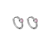 Load image into Gallery viewer, Pink Heart Hoop Earrings