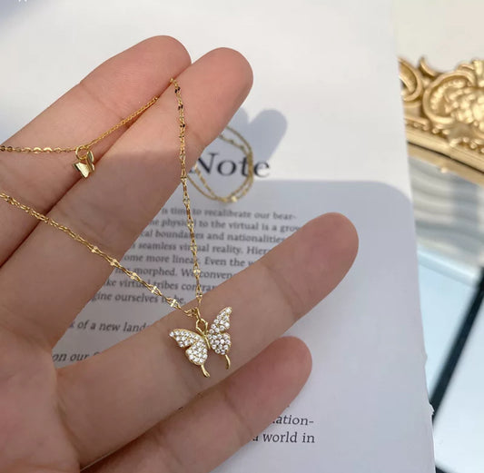 Layered Gold Butterfly Necklace