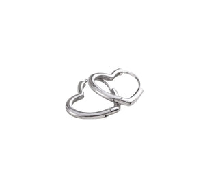Heart Hoop Earrings (Silver)