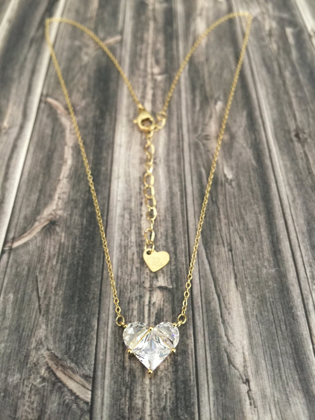 Gold Heart Zircon Necklace