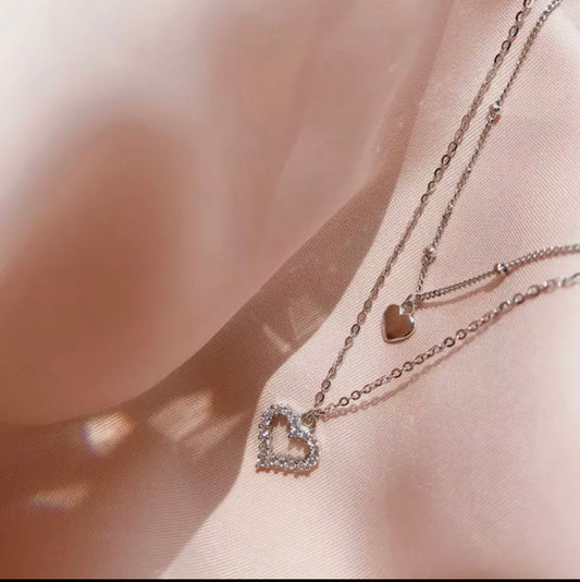 Layered Heart Choker Necklace