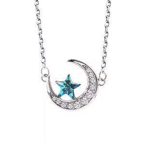 Blue Star Moon Necklace