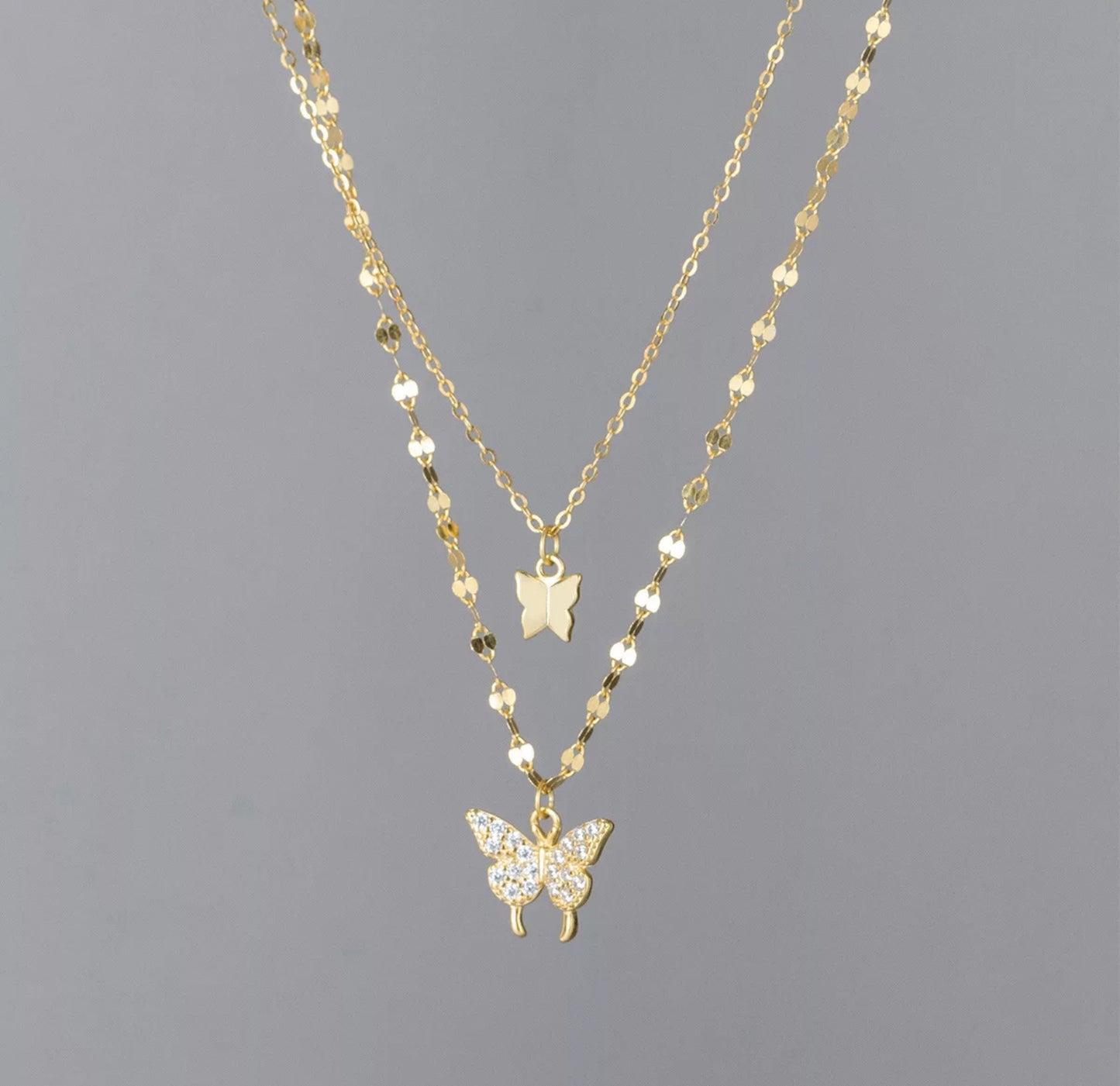 Layered Gold Butterfly Necklace
