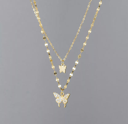 Layered Gold Butterfly Necklace