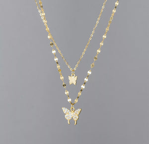 Layered Gold Butterfly Necklace