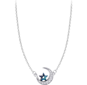 Blue Star Moon Necklace