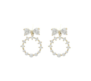 Pearl Bow Earrings (Gold)
