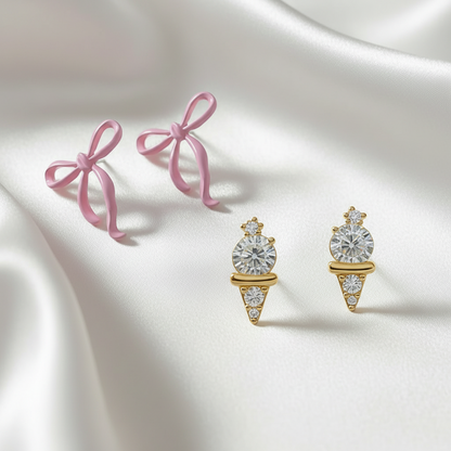 Pink Bow Earrings