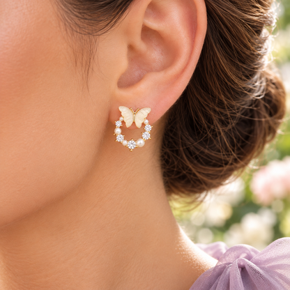 Butterfly Pearl Sparkle Earrings