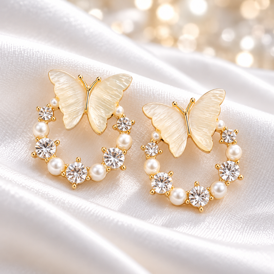 Butterfly Pearl Sparkle Earrings