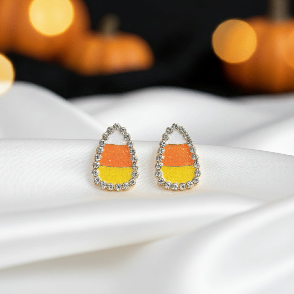 Candy Corn Rhinestone Earrings