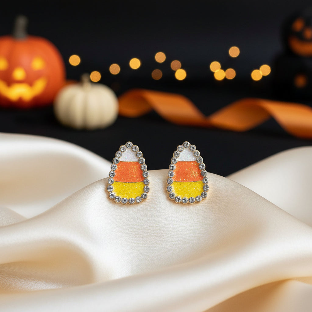 Candy Corn Rhinestone Earrings