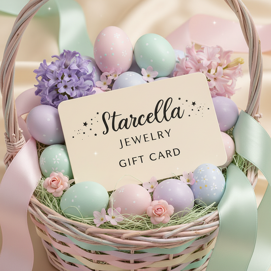 Starcella Jewelry gift card in an Easter basket