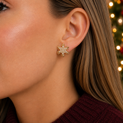 Pearl & Gold Snowflake Earrings