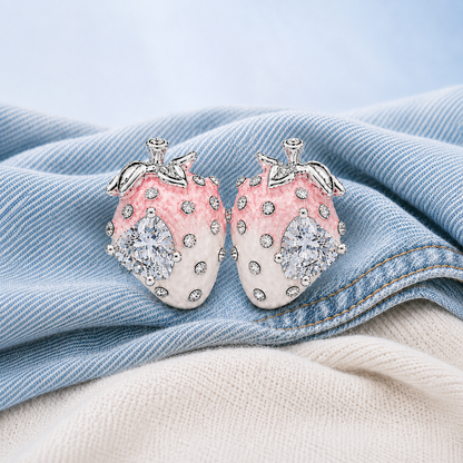 Pink Ombré Crystal Strawberry Earrings