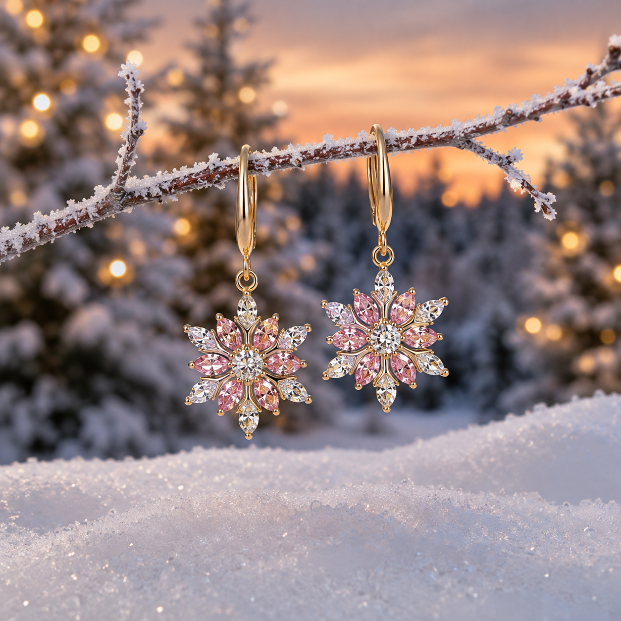 Crystal Snowflake Drop Earrings