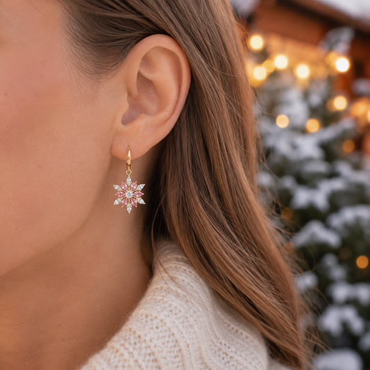 Crystal Snowflake Drop Earrings