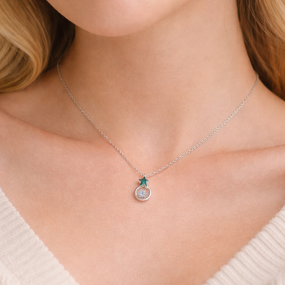 Midnight Star Halo Necklace worn by model