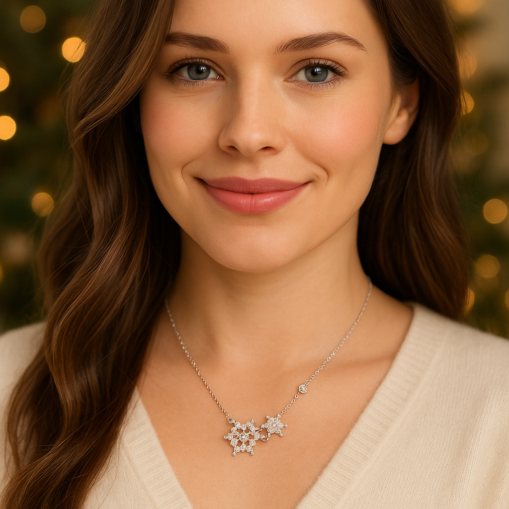 Silver Sparkle Snowflake Necklace