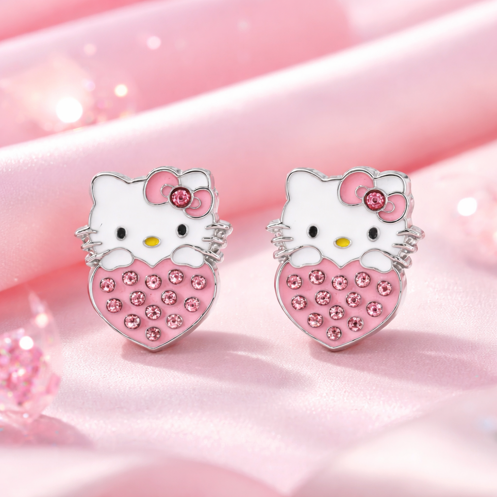 Sweetheart Kitty Zircon Earrings