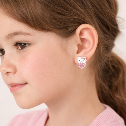 Sweetheart Kitty Zircon Earrings