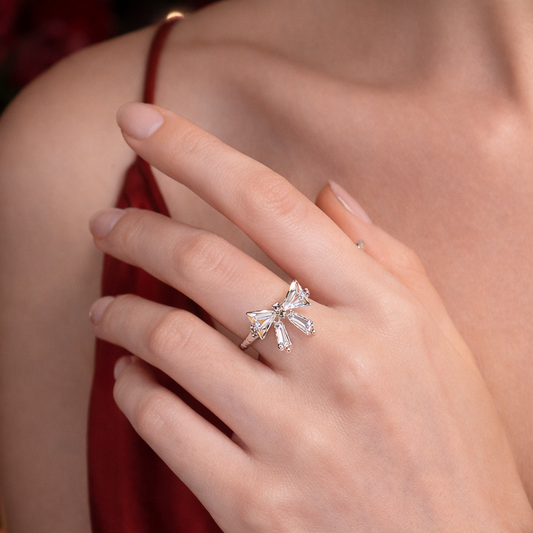Crystal Bow Adjustable Ring