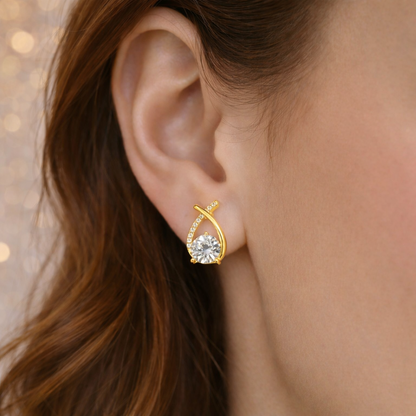 Golden Twist Crystal Earrings