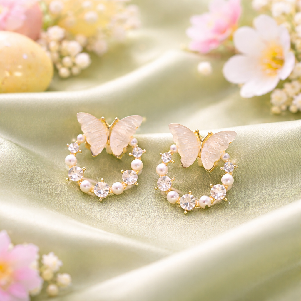 Butterfly Pearl Sparkle Earrings