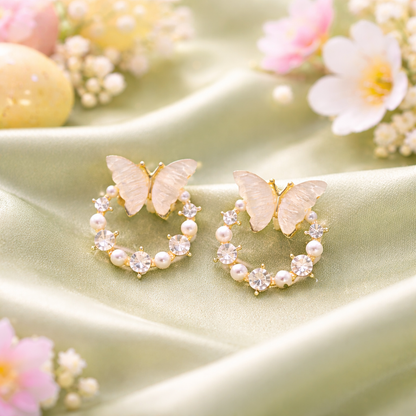 Butterfly Pearl Sparkle Earrings