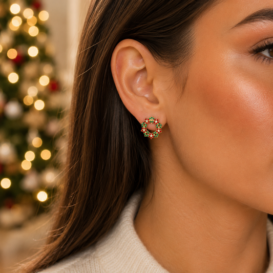 Pavé Christmas Wreath Earrings