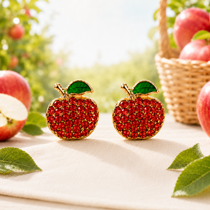 Red Pavé Apple Earrings